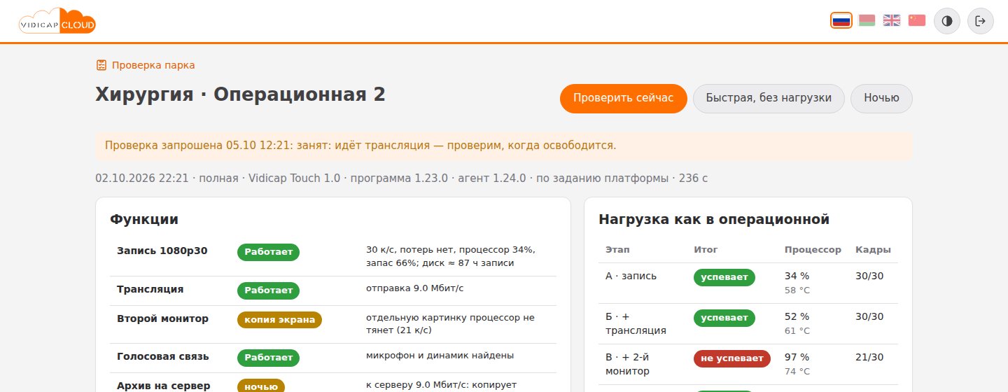 «Проверить сейчас» на занятом Vidicap