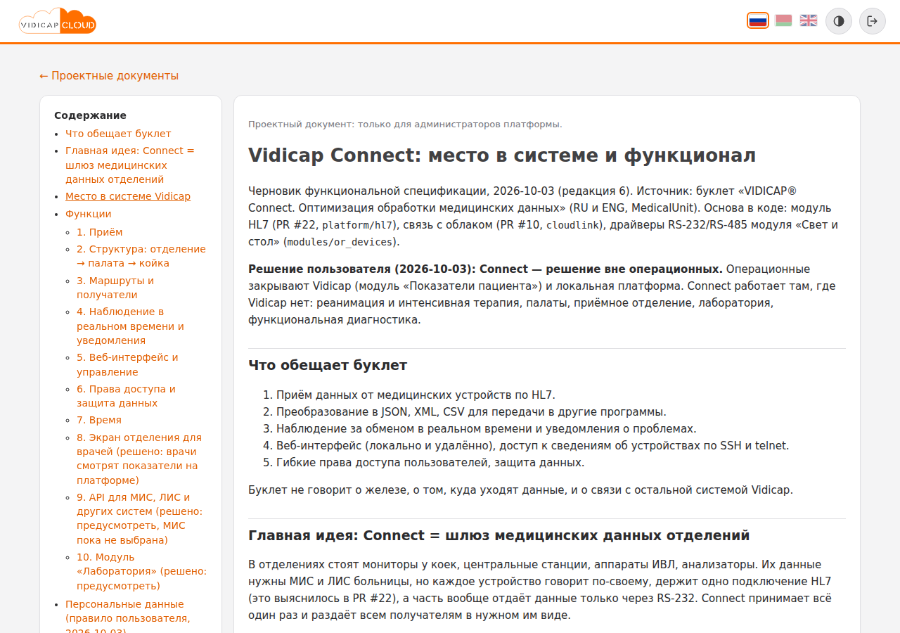 Проектный документ с оглавлением