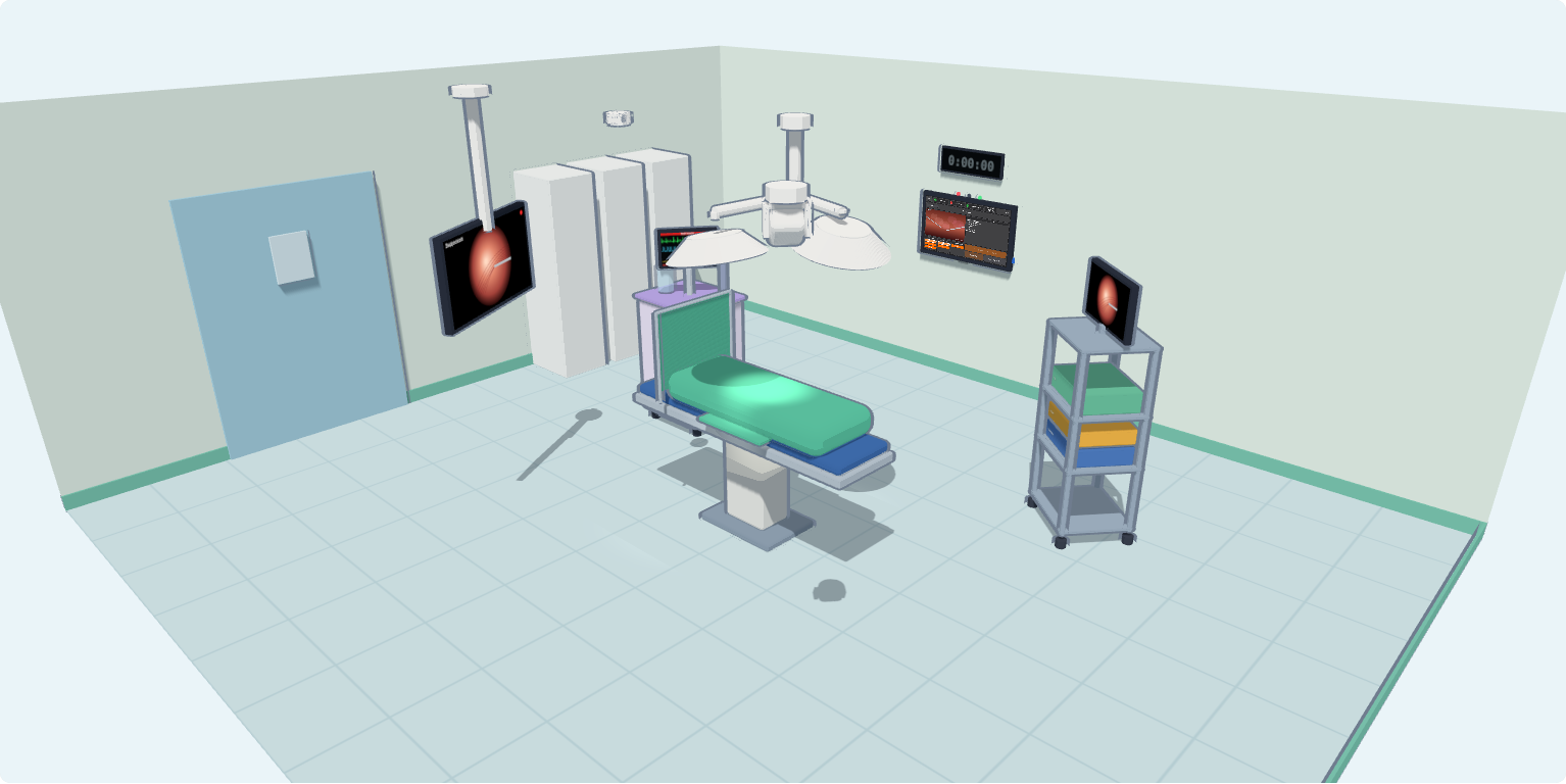 3D-операционная: Vidicap на стене, стойка, монитор пациента, внешний дисплей