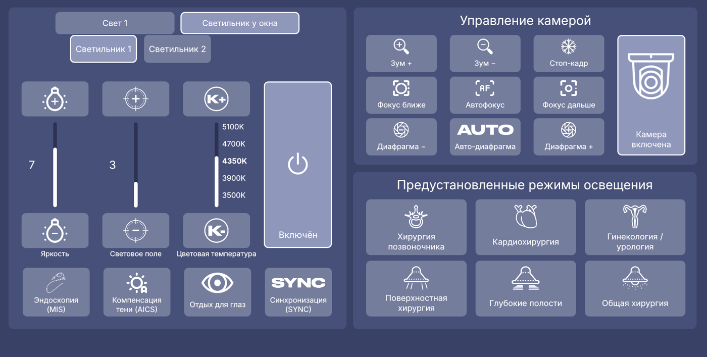 Экран света с двумя светами