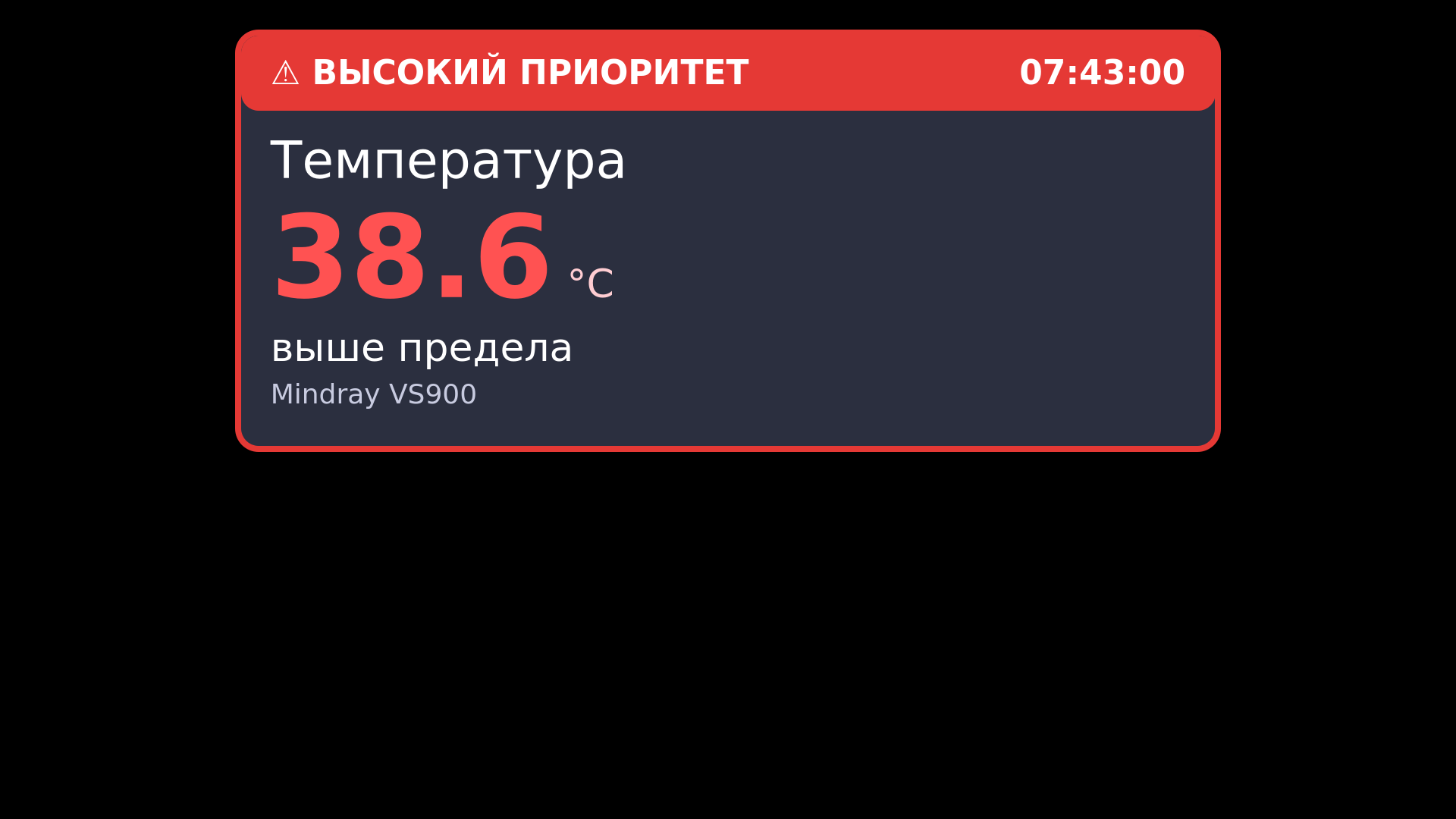 Внешний дисплей: тревога монитора вверху экрана